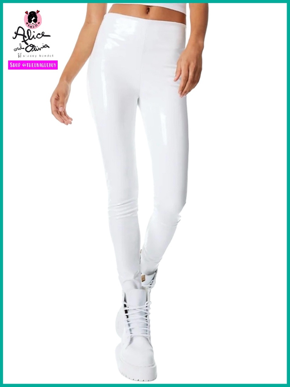 Alice + Olivia Maddox Vegan Leather Off White Skinny Legging Pant